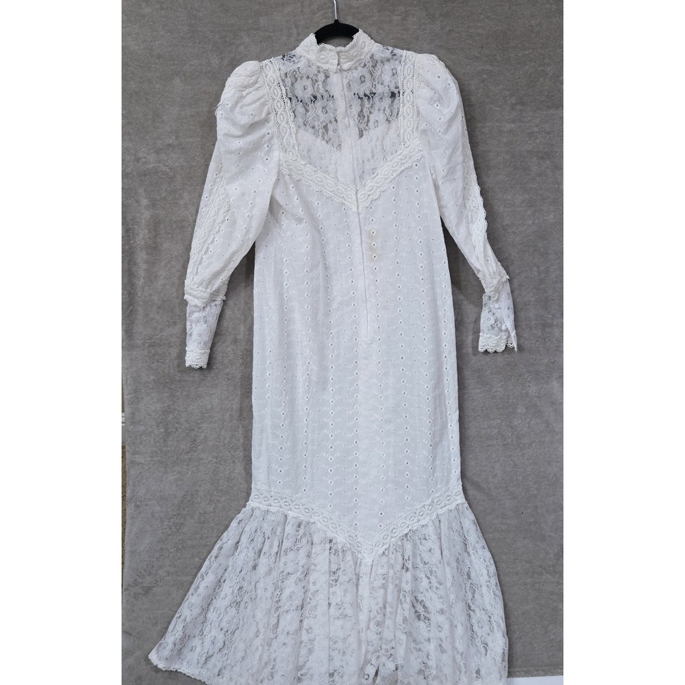 Princess Kaiulani Hawaiian Vintage Lace Dress Womens Medium White Victorian Boho - Picture 9 of 15